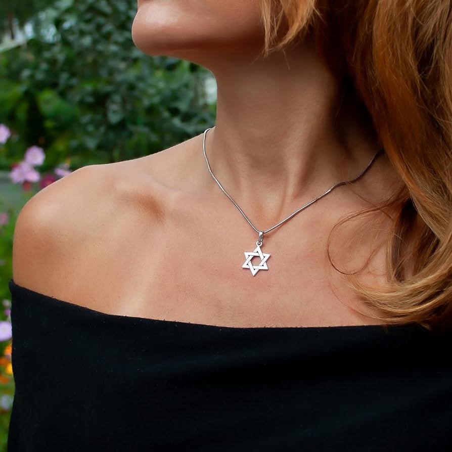 silver star of david necklace