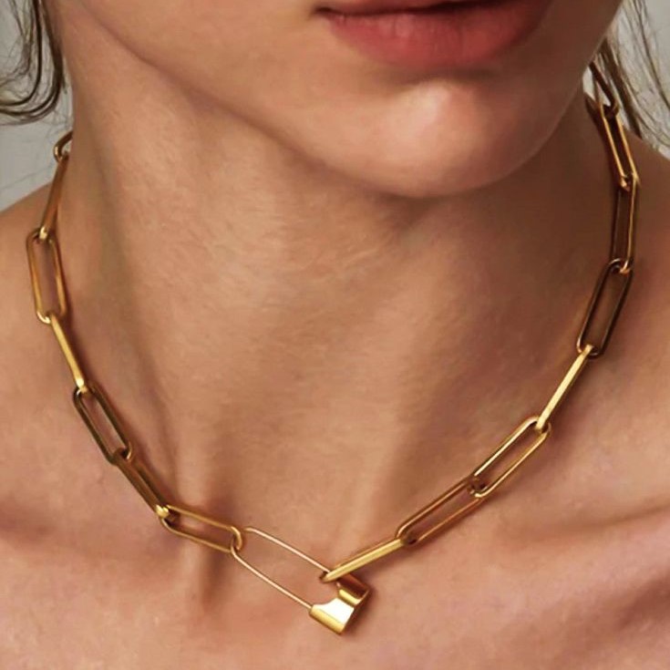 gold safety pin necklace