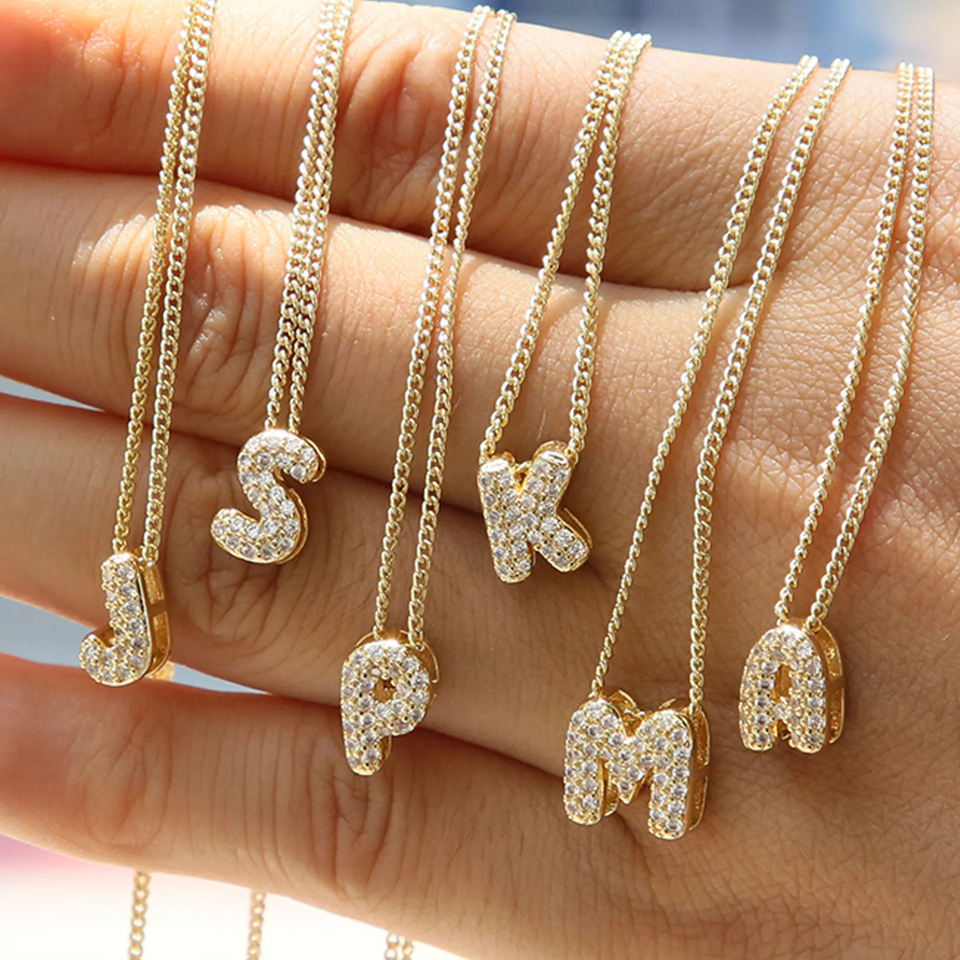 bubble letter necklaces