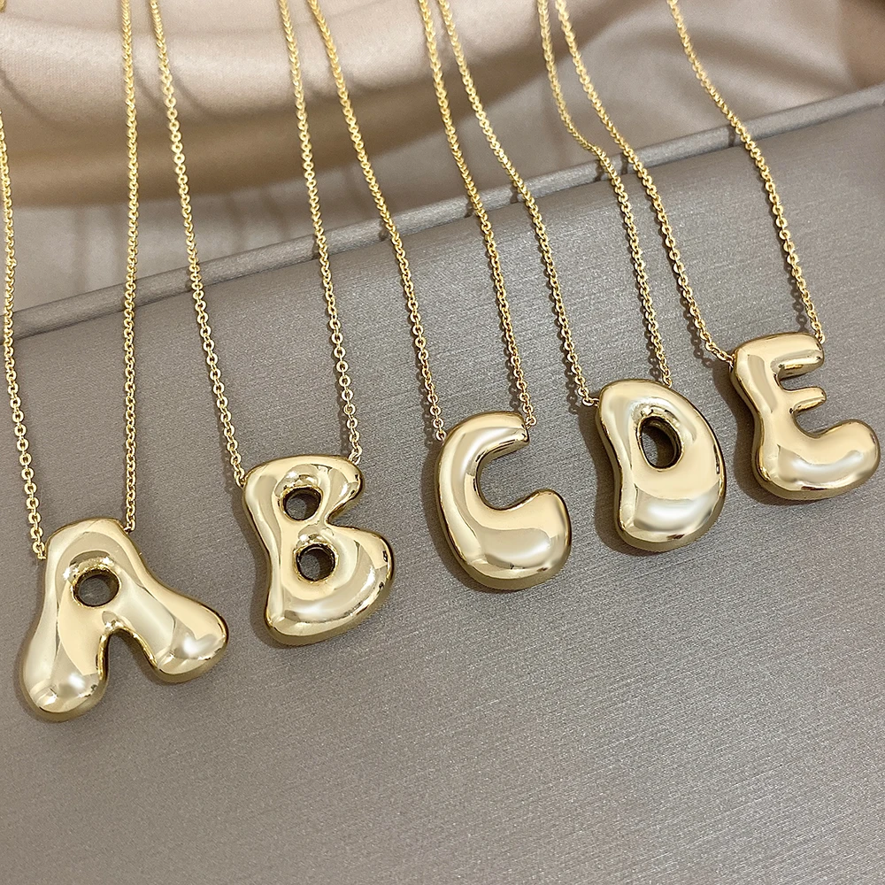 bubble letter necklaces