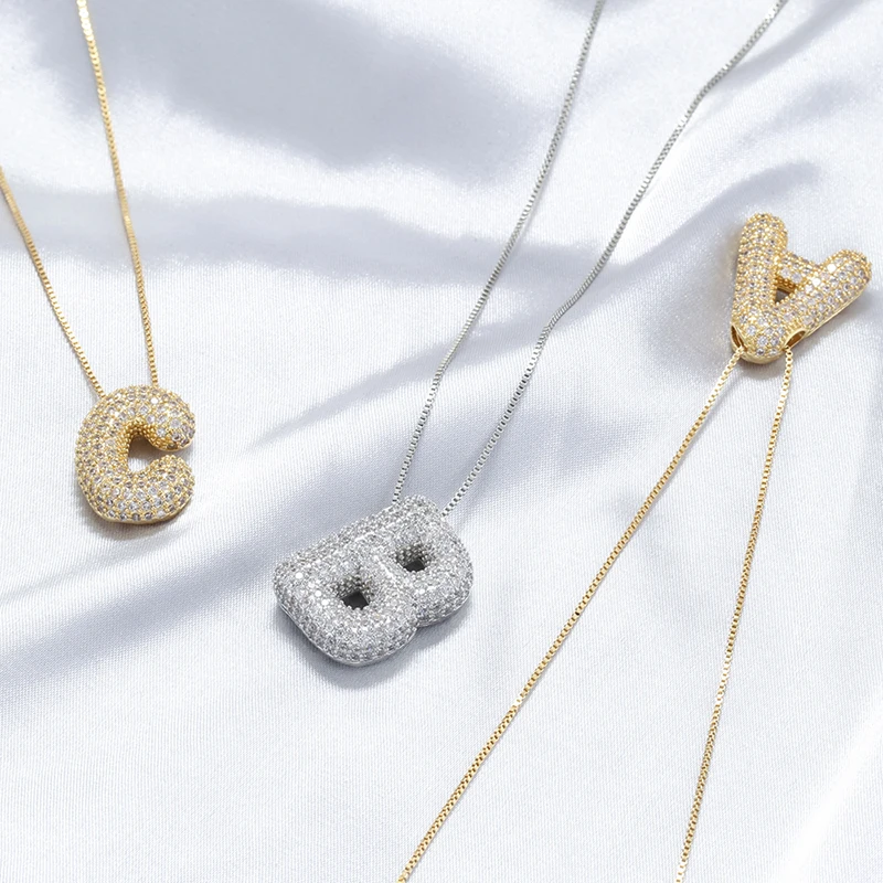 bubble letter necklaces