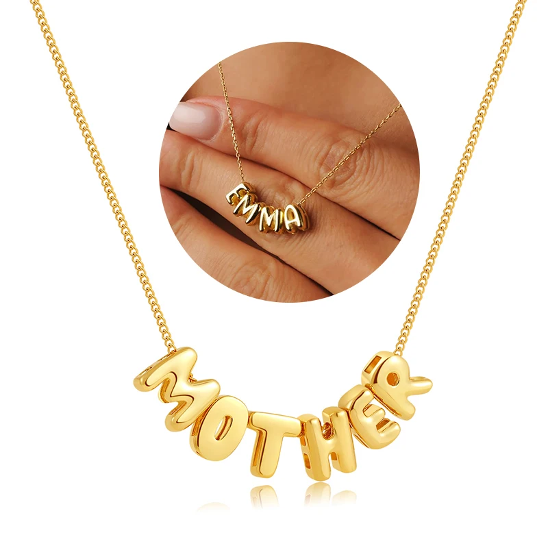 bubble letter necklaces
